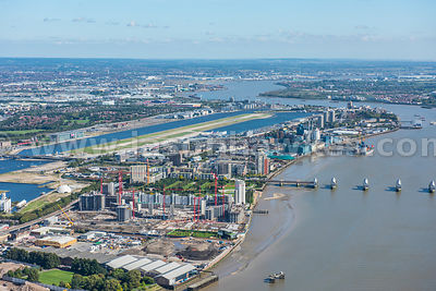 Silvertown and City Airport, aerial view, London Borough of Newham.