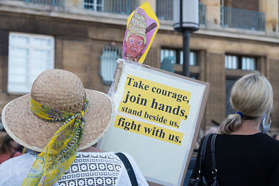 Protest in Norwich, Norfolk, UK during Donald Trump's visit