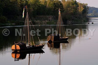 FRANCE, INDRE ET LOIRE, BREHEMONT, TOUE CABANEE//France, Indre Et Loire, Loire Valley, Bréhémont, Traditionnal Boat On The Loire River