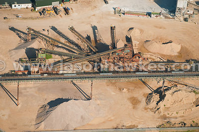 Aerial view of sand / gravel distribution centre
