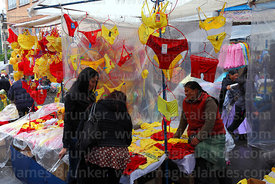 Women shopping for red and yellow underwear on New Year's Eve, La Paz, Bolivia