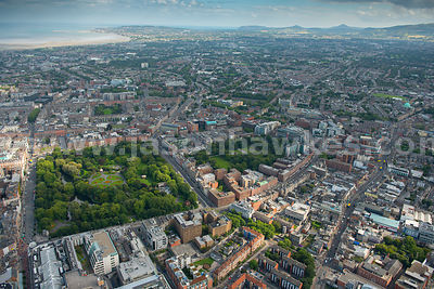 Aerial view of Dublin showing St Stephens Green and Iveagh Gardens, Dublin, Ireland
