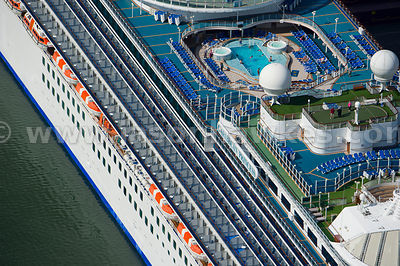 Aerial view of people on the Caribbean Princess Cruise Ship