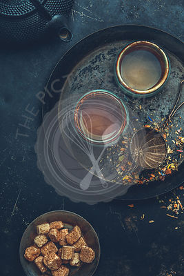 Tea composition, flat lay
