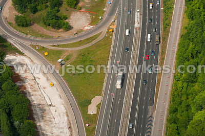 Aerial view of road junction
