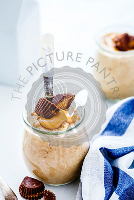 Peanut Butter Overnight Oats served in a jar