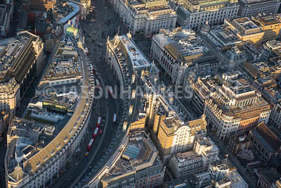 Aerial view of London, Regent Street and Saville Row.