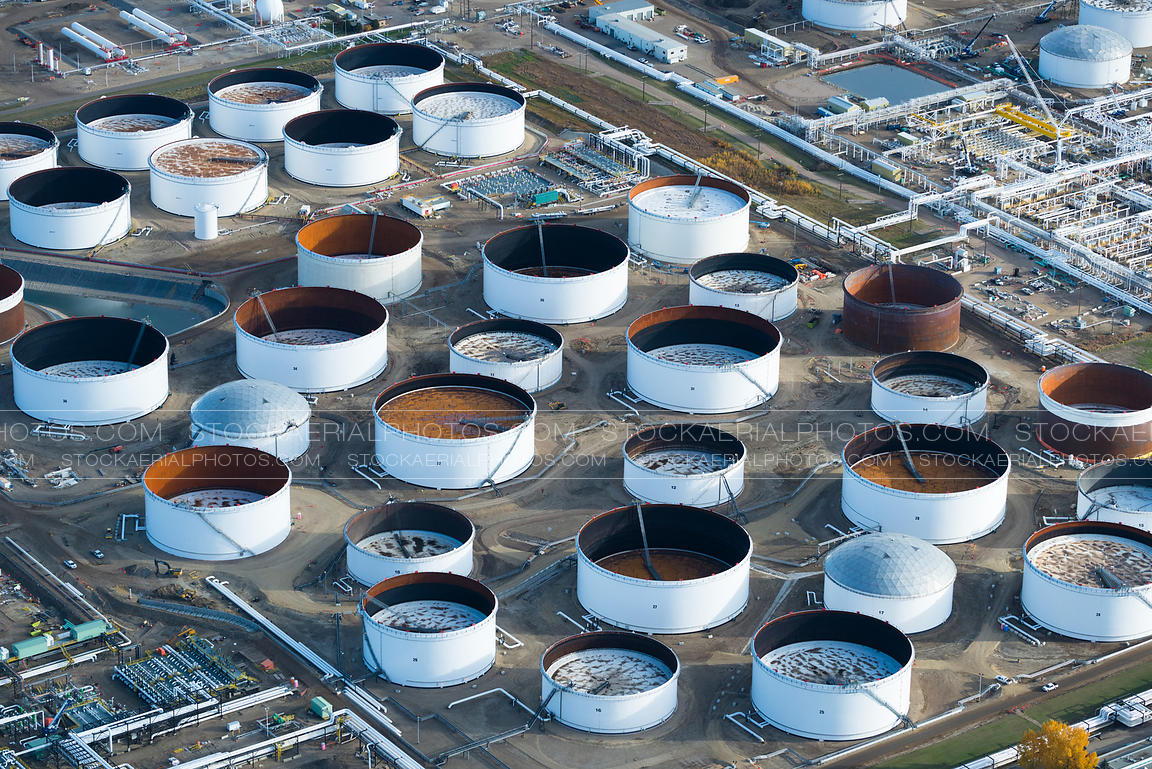 Aerial Photo Oil Refinery Tank Farm