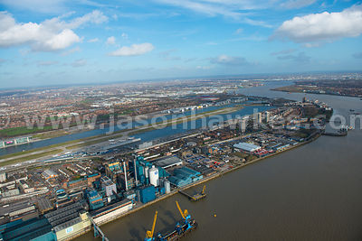 Aerial vie wof Silvertown and North Woolwich, London