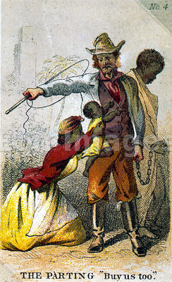 Card depicting slaves separated from family