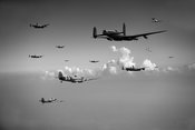 Spitfires escorting Lancasters black and white version