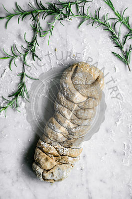 Rosemary, garlic, and olive oil plaited rye bread