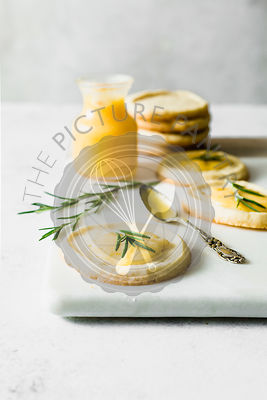 Rosemary sables with lemon curd