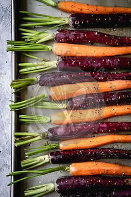 Roasting Carrots on a baking tray