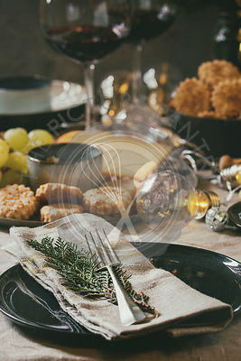 Christmas dinner set table