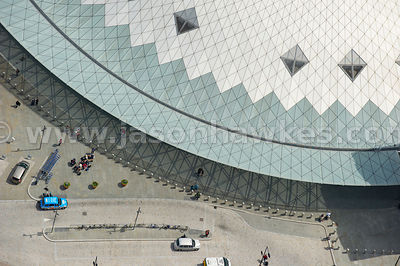Aerial view of glass dome, King's Cross station, London