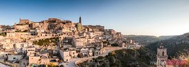 Panoramic sunrise over Sassi di Matera, Italy