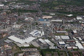 Bolton aerial photograph of the Bolton Shopping Park Trinity Street looking towards Bolton Railway Station