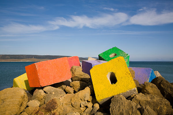 Coloured concrete blocks