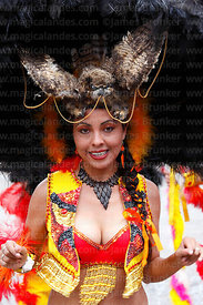 Beautiful girl dancing the tobas, Oruro Carnival, Bolivia
