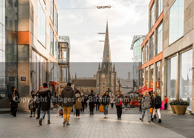 The Bullring Shopping Centre, Birmingham, with St. Martins Church.