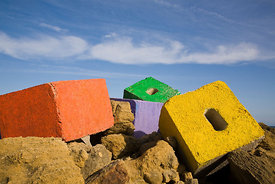 Coloured concrete blocks