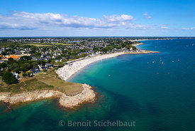 France, Morbihan (56), Carnac, Pointe Saint-Colomban, Plage de Ty Bihan (vue aérienne)