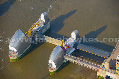 Aerial View of the Thames barrier, London