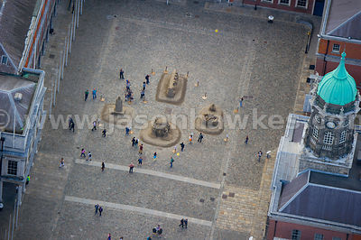 Aerial view of sand sculptures at Dublin Castle, Dublin, Ireland