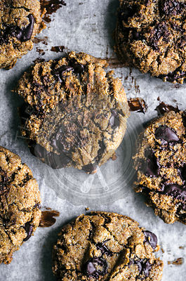 Almond rye chocolate chip cookies