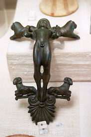 Bronze Punic vase handle; Carthage Museum, Tunis, Tunisia; Portrait