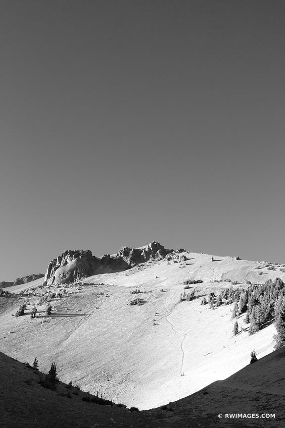 VIEW FROM FROM LASSEN PEAK TRAIL LASSEN VOLCANIC NATIONAL PARK CALIFORNIA BLACK AND WHITE