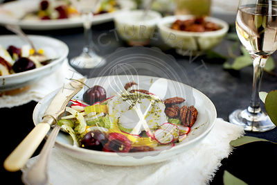 Cherry Burrata Salad served with Maple Pecans