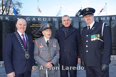 Cathaoirleach Blackie Gavin, Tom Farmer, Cllr Michael McLoughlian and Tommy Walsh from Mayo Civil Defence at the 75th anniversary celebrations by Castlebar Order of Malta at Mayo Peace Park. PHOTO; ALISON LAREDO