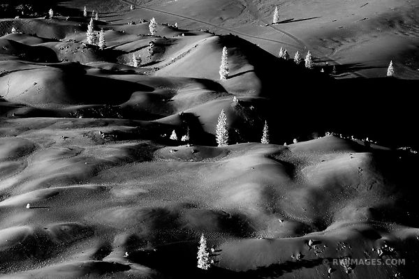 PAINTED DUNES LASSEN VOLCANIC NATIONAL PARK CALIFORNIA BLACK AND WHITE