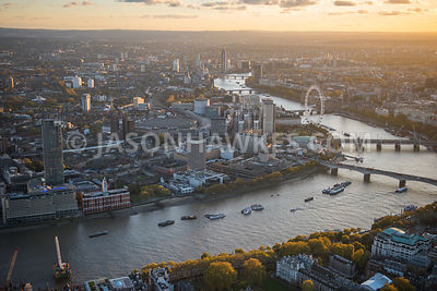 ITN, London Eye, London Television Centre, national theatre, Oxo Tower, river thames, South Bank, Southbank, Waterloo Station, aerial view London