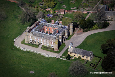 aerial photograph Croft Castle Herefordshire and the 13th Century St Micheals Church.