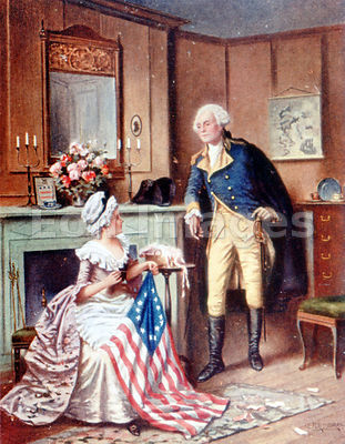 Betsy Ross sews American flag