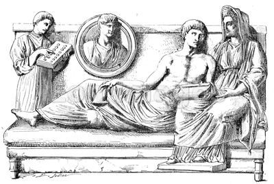 Educated slave does calculations for his Roman master
