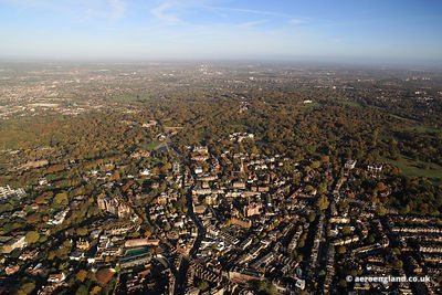aerial photograph of Heath St Hampstead London NW3 6UG showing Hampstead High St, London NW3 1QH , University College School Junior Branch 11 Holly Hill, London NW3 6QN , Flask Walk, NW3 1HE , New End Primary School , New End, Greater London NW3 1JD and Gayton Rd, London NW3 1TU