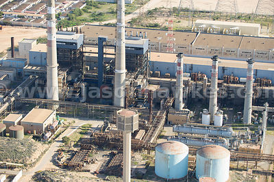 Aerial view of oil depot, Libya