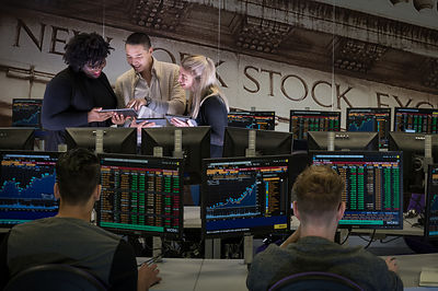 Accounting, Economics & Finance Students in the Bloomberg Suite at the University of Portsmouth