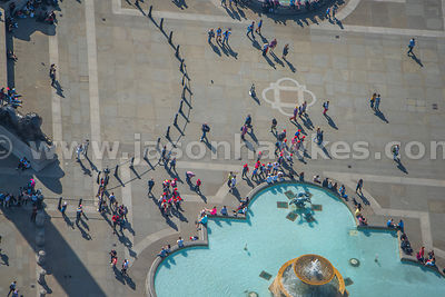 Aerial view of people in Trafalgar Square, London
