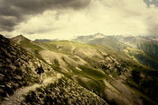 Hiker on mountain trail
