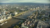 Aerial footage of the Houses of Parliament, London