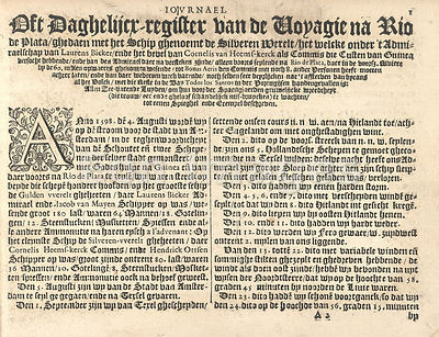 Journal of 1603 Dutch voyage along the coast of Brazil