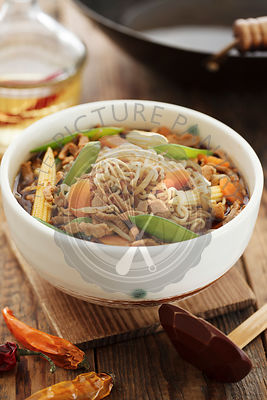 Ramen noodle soup, traditional japanese dish