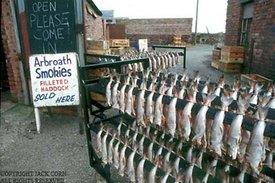 Scotland, Abroth Smokies, fish for sale