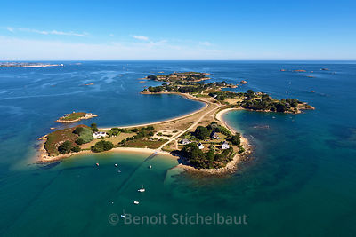 France, Finistère (29), Baie de Morlaix, Carantec, île Callot (vue aérienne)