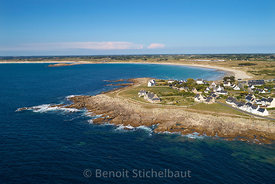 France, Finistère (29), Penmarc'h, Saint-Guénolé, Plage de Porz Karn (vue aérienne)